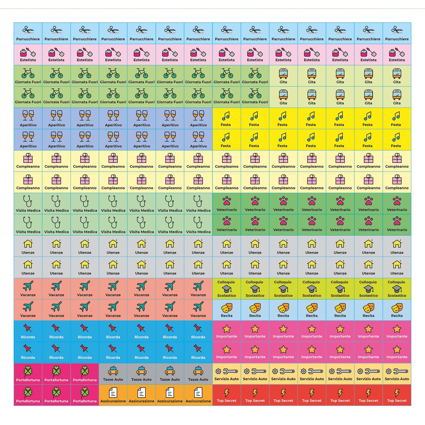 CALENDARIO FAMIGLIA SETTIMANALE 2026
