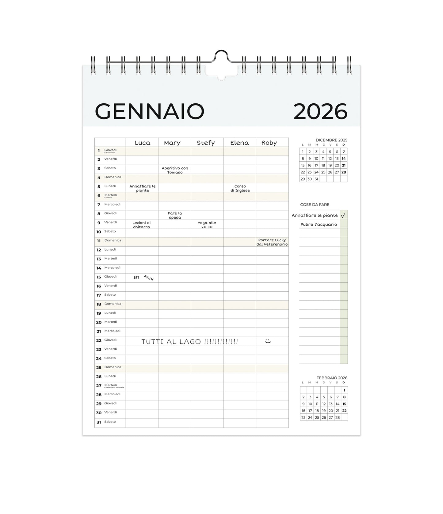 CALENDARIO FAMIGLIA MENSILE 2026