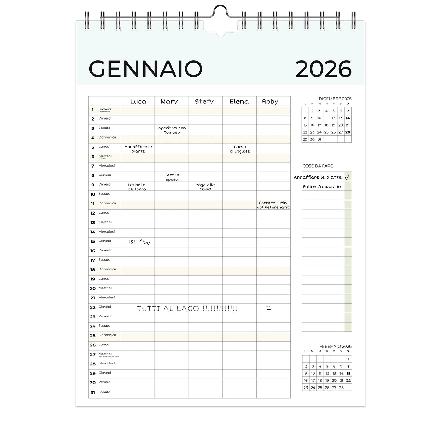 CALENDARIO FAMIGLIA MENSILE 2026