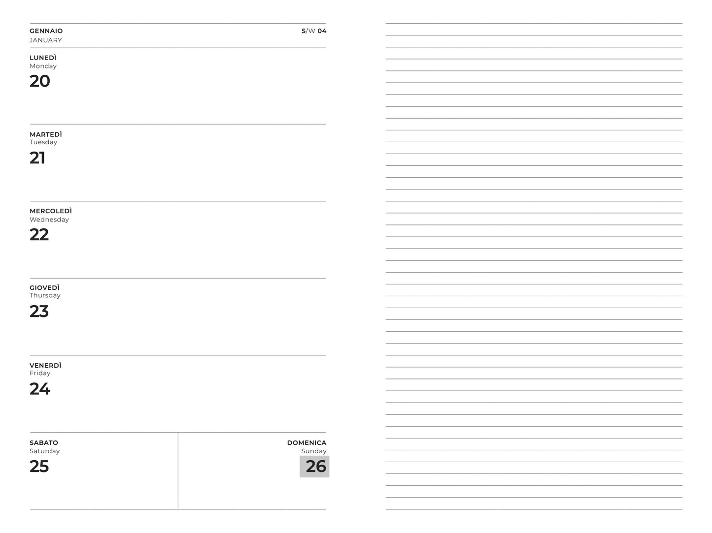 AGENDA ELEGANT SETTIMANALE S